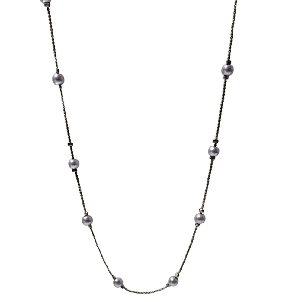 Elegant Silver Tone Beads Chain Necklace Classic Minimalist Fashion Jewelry
